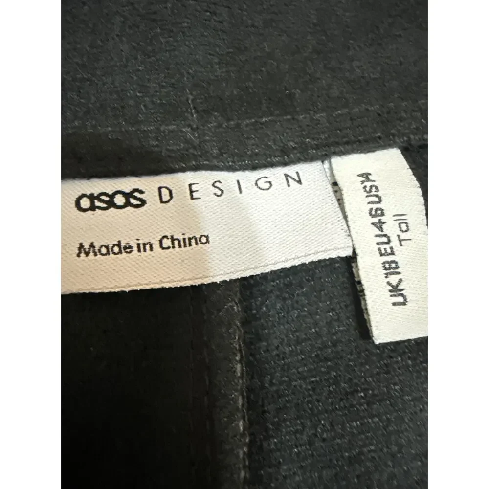 ASOS Design Black Faux Vegan Leather Skinny High Waist Trousers Pants Size 14